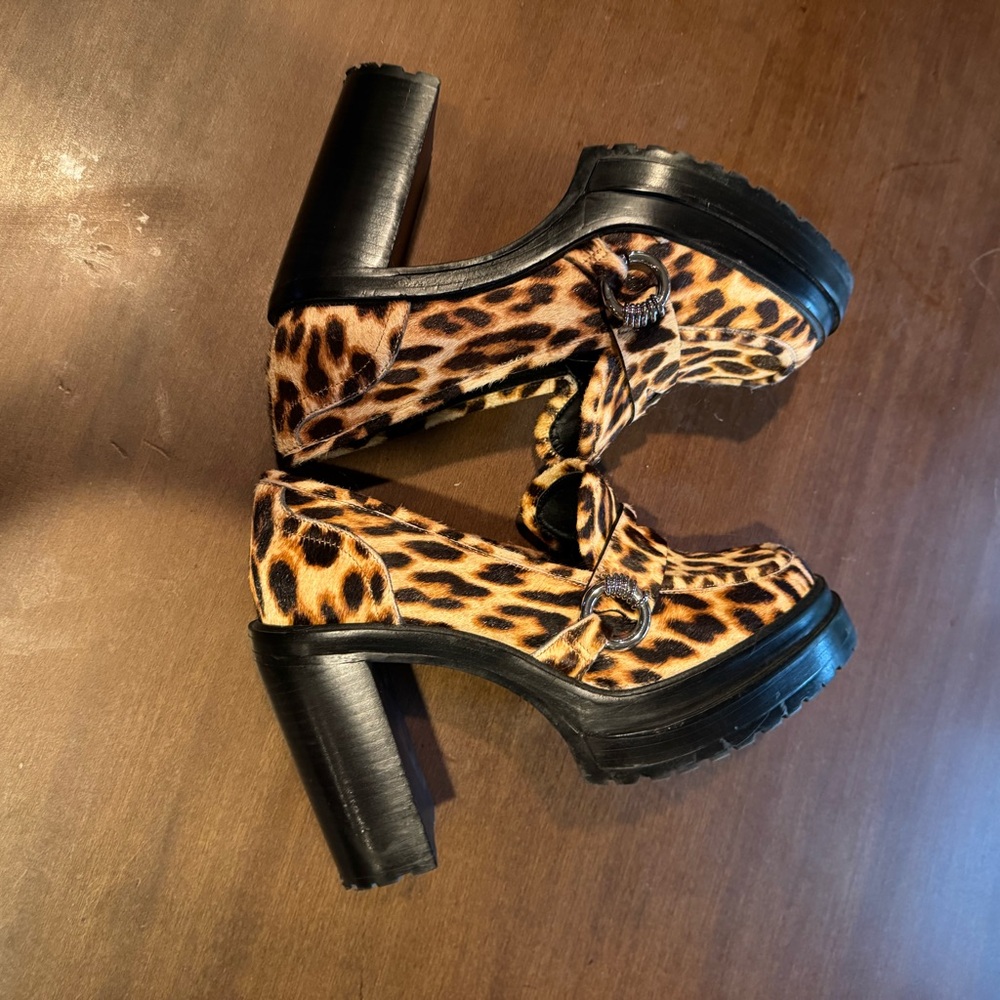 Gianni Bini Dyed Calf Hair Leopard Print Women Shoes size 9.5M - Picture 5 of 10